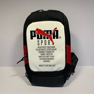 PUMA Forecast Multitude Backpack Sling Shoulder Bag white black red NWT